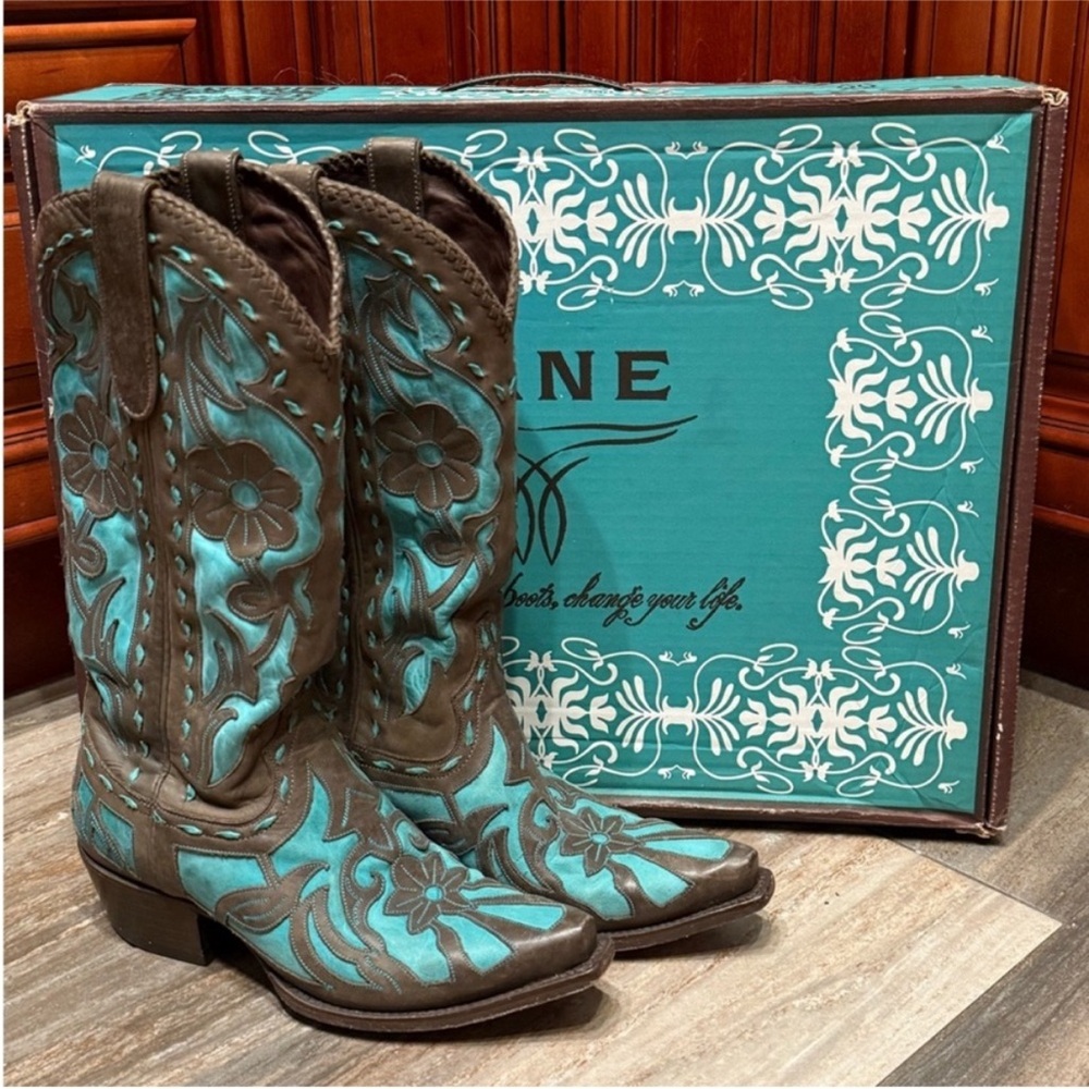 Lane Boots Poison Floral Flower Embroidered Cowboy Boots Cowgirl Wedding Rodeo 7 - Picture 2 of 7